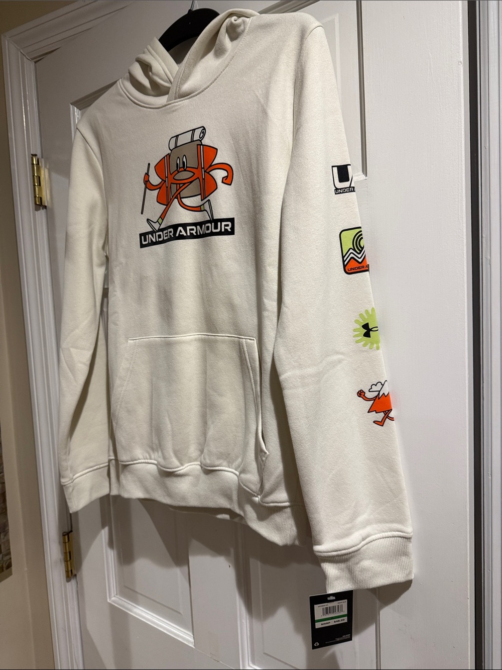 Under Armour White Hoodie with Orange and Tan Graphic - Picture 2 of 4